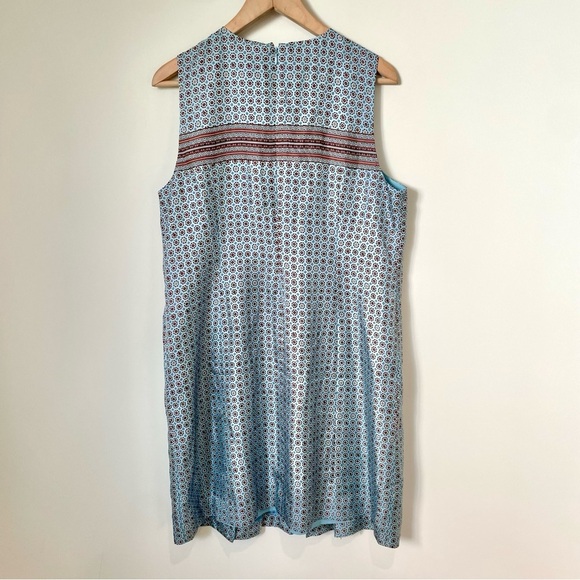 J. Crew Silk Sleeveless Shift Dress Light Blue Printed Office Career Size 14 - Picture 5 of 8